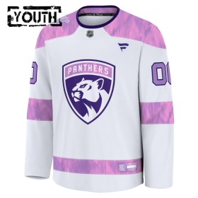 Dresovi Florida Panthers 2024-25 Fanatics Hockey Fights Cancer Practice Custom Bijela - Dječji